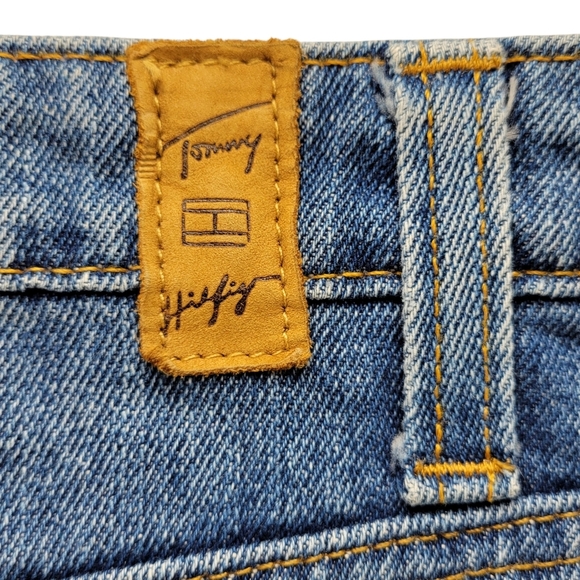 Tommy Hilfiger Denim Skirt Women Size 6 Front Zip Belt Loops Side Slit Cotton - Picture 5 of 8